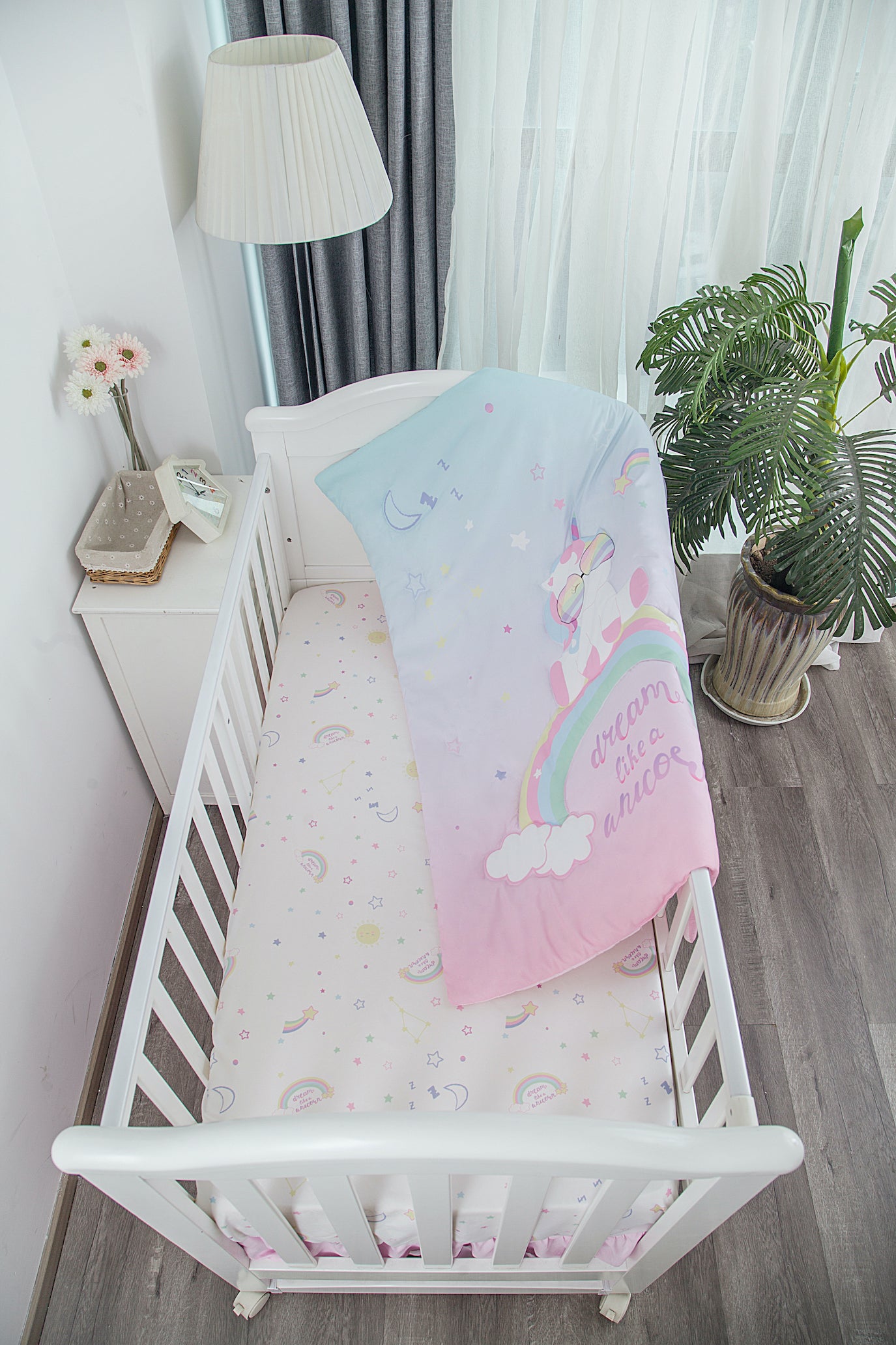 Baby Unicorn 3 Piece Standard Crib Bedding Sets Pink La Premura