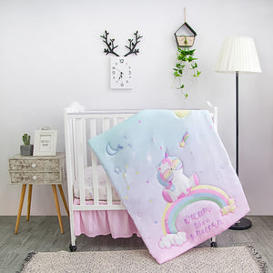 Baby Unicorn 3-Piece Mini Crib Bedding Sets, Pink