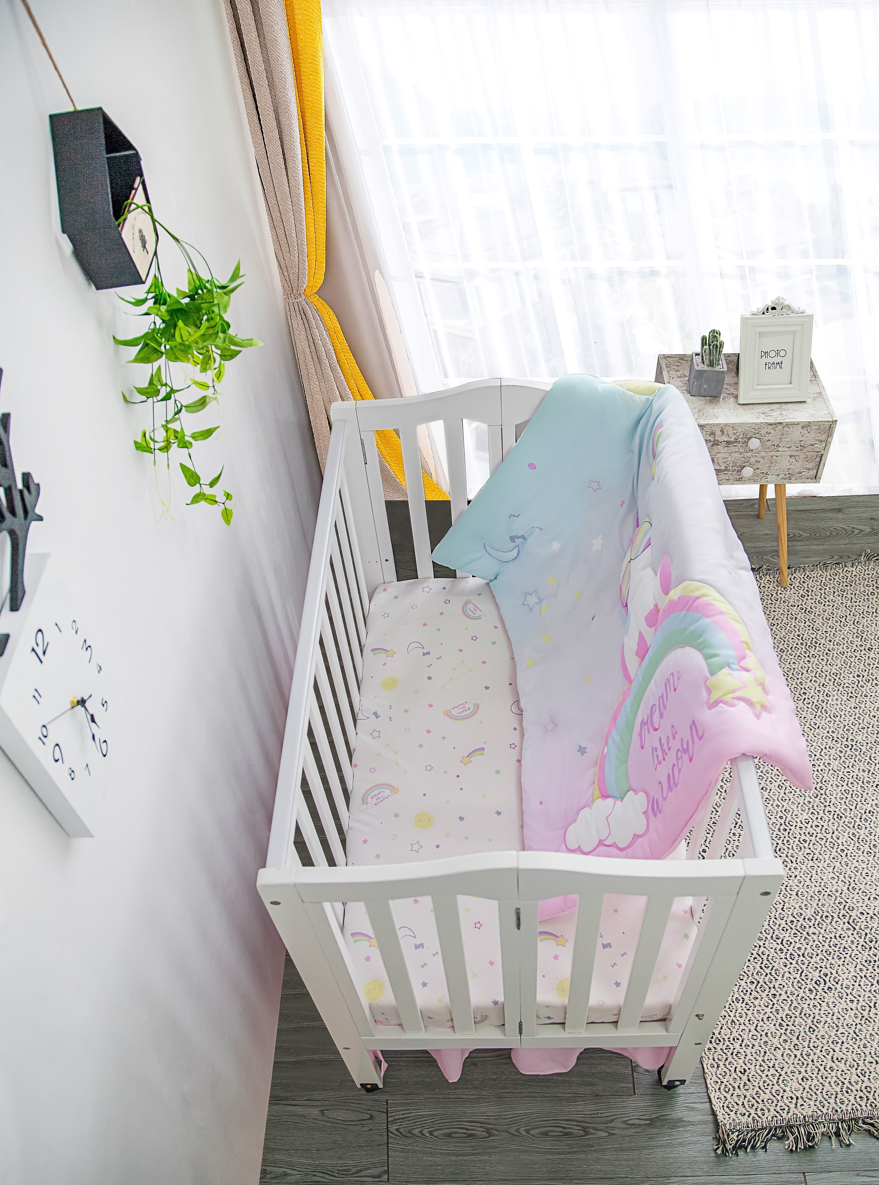 Unicorn mini hot sale crib bedding